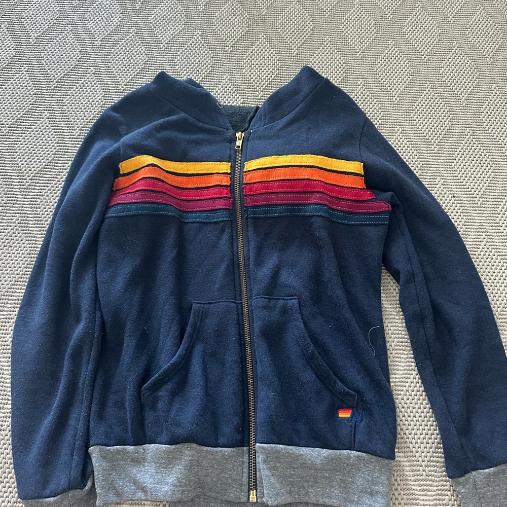 Aviator Nation Kids Jacket with Navy and Rainbow Accents